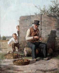 MONIES David 1812-1894,Two boys trying to steal an appel from an old man,Bruun Rasmussen 2023-11-06