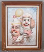 MONINET WILLIAM 1937-1999,PORTRAIT OF TWO CLOWNS,Apple Tree Auction Center US 2015-09-11