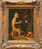 MONKEY,Monkey with Fruit and Blue Flowers,Clars Auction Gallery US 2010-04-11