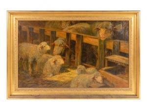 MONKS John Austin Sands 1850-1917,Lambs and Ewes in the Fold,Hindman US 2020-12-01