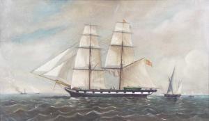 MONLÉON Y TORRES Rafael,A Spanish merchantman off the coast,1871,Lacy Scott & Knight 2023-03-18