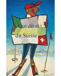 MONNERAT Pierre 1917-2006,Qui dit Ski dit Suisse,1950,Artprecium FR 2020-07-10