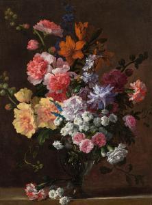 MONNOYER Jean Baptiste,Üppiger Blumenstrauß in einer Glasvase,im Kinsky Auktionshaus 2023-11-28