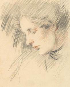 MONOD Lucien 1800-1900,Portrait de jeune femme,Dogny Auction CH 2016-06-14