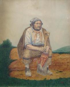 MONOGRAMMED LW,A French labourer seated, clutching a spade and ho,1859,Dickins GB 2009-09-19