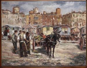 MONSAGRATI Alessandro 1884-1966,Veduta cittadina con calesse,Cambi IT 2021-03-12