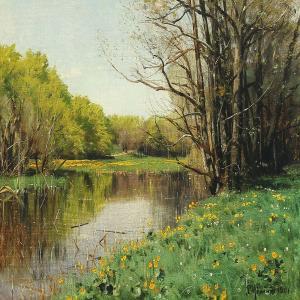 MONSTED Peder Mork,Scenery at a forest lake in early spring,1901,Bruun Rasmussen 2015-12-14