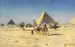 MONSTED Peder Mork 1859-1941,View of the Giza pyramids outside Cairo,1893,Bruun Rasmussen 2017-05-22