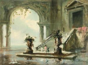 MONTAGU Roderick,Figures Descending the Staircase of a Venetian Pal,1955,Weschler's 2008-04-19