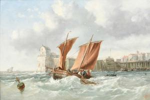 MONTAGUE Alfred 1832-1883,Fishermen in a harbour under cloudy skies,Woolley & Wallis GB 2024-03-06