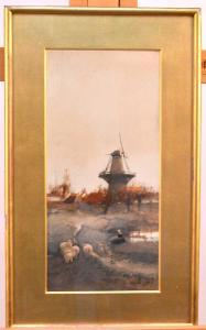 MONTALBA Clara 1842-1929,Dutch Landscape with Windmill,1887,Halls GB 2023-10-04