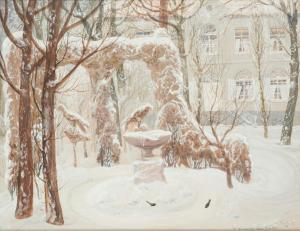 MONTALD Constant 1862-1944,Le jardin sous la neige,Horta BE 2024-04-22