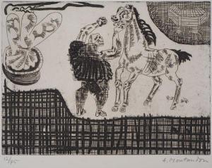 MONTANDON Aimé 1913-1985,La mort harnachant son cheval,Sadde FR 2020-09-02