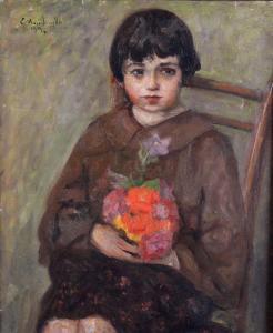 MONTANELLA Evasio 1878-1940,Bimba con mazzo di fiori,1937,Cambi IT 2023-07-27