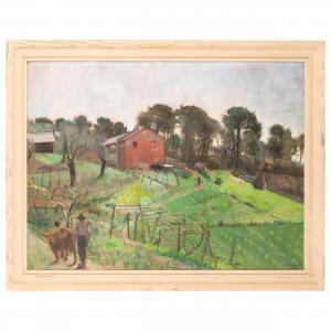 MONTANELLA Evasio,Paesaggio di campagna con contadini,1933,Wannenes Art Auctions 2023-05-25