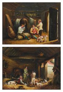MONTANER Miguel 1860-1940,Figures chatting in a barn,John Moran Auctioneers US 2023-04-25