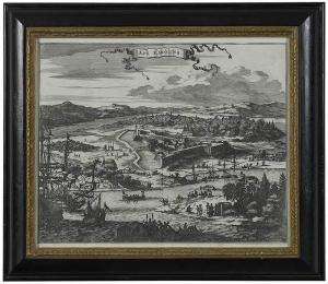 MONTANUS Arnoldus,bird's eye view of the Huguenot fort built 1562-64,1671,Brunk Auctions 2019-11-09