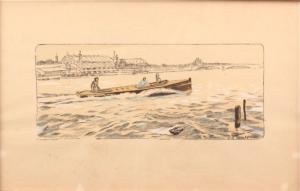 MONTAUT Ernest 1879-1936,Motoscafo nel canale,1902,Bertolami Fine Arts IT 2013-06-11