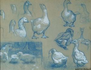 MONTEFIORE Edward Brice Stanley 1872-1909,Study of geese,Mallams GB 2008-03-12