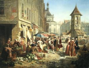 MONTFALLET Adolphe François 1816-1900,A Parisian market scene,Bonhams GB 2015-03-31