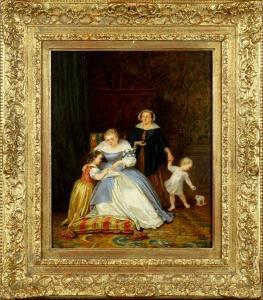 MONTFALLET Adolphe François 1816-1900,Mère et Enfants dans un Intérieur,Galerie Moderne 2019-01-29