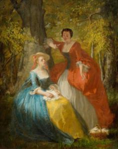 MONTFALLET Adolphe François 1816-1900,Women in the park,Galerie Koller CH 2017-03-29