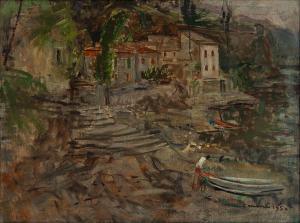 MONTI Cesare 1891-1959,PAESAGGIO LACUSTRE,1950,Trend Auction IT 2023-10-11