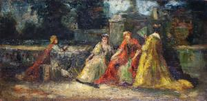 MONTICELLI Adolphe Joseph Thomas 1824-1886,Quatre élégantes dans un parc,Bayeux Encheres 2024-04-01