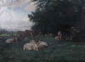 MONTIGNY Jules Leon 1847-1899,Landscape with cows in the meadow under the trees,Bernaerts 2009-10-19