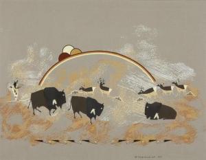 MONTOYA Robert 1947,Thanking Animal Life,Santa Fe Art Auction US 2020-08-22