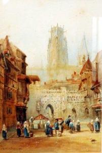 MONTROSE A,Bruges market street scenes,1910,Fieldings Auctioneers Limited GB 2010-05-08