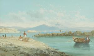 MONTULLO Salvatore 1800-1900,A View of the Bay of Naples, with two figures ,19th century,Rosebery's 2023-07-19