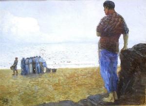MONTURIOL Eduardo Pascual 1882-1934,Pescador en la playa,Bonanova ES 2016-07-14