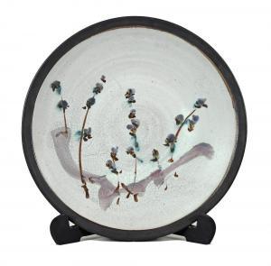 MOON MILTON 1926-2019,Crackle Glaze Charger with Floral Motif,1969,Elder Fine Art AU 2020-03-02