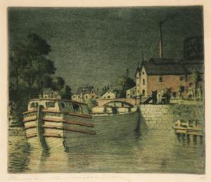 MOORE Benson Bond 1882-1974,The Canal Boat, Georgetown Evening,Weschler's US 2011-09-17