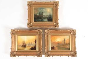 MOORE Claude T. Stanfield 1853-1901,three views on the Thames, at Westmin,1890,Dawson's Auctioneers 2021-07-29
