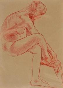 MOORE EDWARD 1880-1960,A seated nude tending to her stockinged foot,Mallams GB 2015-07-08