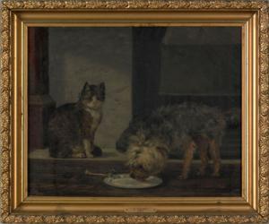MOORE Edwin Augustus 1858-1928,Oil oncanvas of a cat and dog,Pook & Pook US 2006-03-24