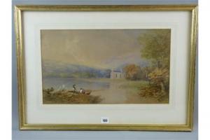 MOORE Edwin,Bolton Abbey and two figures in a boat by the edge,Rogers Jones & Co 2015-12-01