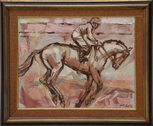 MOORE Fay 1920-2016,Race Horse & Jockey,Hood Bill & Sons US 2022-08-16