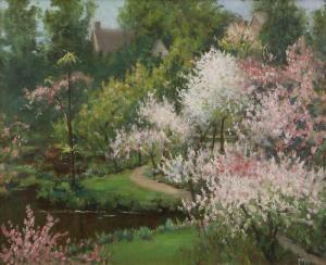 MOORE Frank Montague 1877-1967,Flowering Peach Trees,1954,John Moran Auctioneers US 2017-10-24