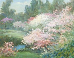 MOORE Frank Montague 1877-1967,Flowering Peach Trees in Spring,John Moran Auctioneers US 2016-01-27