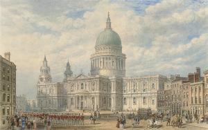 MOORE George Bolton,Marching across the square, St Paul's Cathedral, L,Christie's 2009-04-07