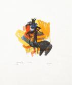 MOORE Henry 1898-1986,Black Seated Figure on Orange Ground, from 'Shelte,1966,Bonhams GB 2021-04-28