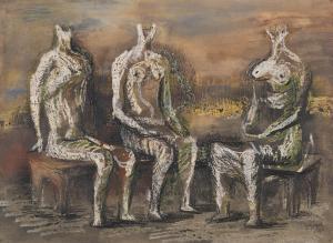 MOORE Henry 1898-1986,Three Seated Figures,1940,Christie's GB 2019-05-13