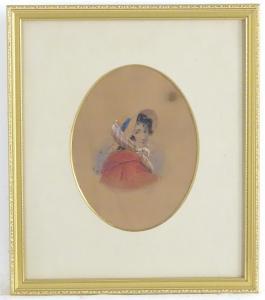 MOORE J.W,A portrait of a girl in bonnet,1855,Claydon Auctioneers UK 2021-04-08
