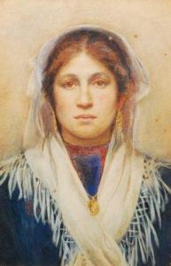 MOORE JENNIE 1880-1918,an Italian peasant girl wearing a headsca,1910,Fieldings Auctioneers Limited 2011-05-21