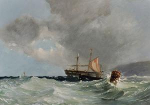 MOORE JOHN 1824-1908,A Seascape with Boats in Choppy Water near a Buoy,John Nicholson GB 2018-04-25