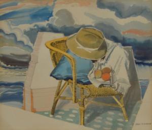 MOORE JOHN D,STILL LIFE WITH CHAIR AND HAT,Leonard Joel AU 2017-03-09