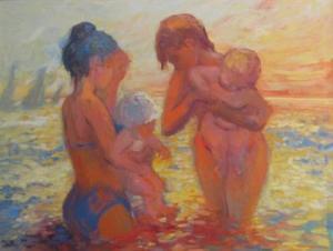 MOORE Martha Elizabeth 1913-1982,MOTHERS AND CHILDREN ON BEACH,Freeman US 2008-02-22